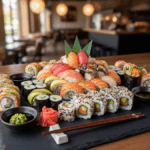 Combien de sushi par personne : un guide illustré par un plateau de sushis variés.